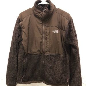 Brown North Face Fuzzy Zip Up Fleece